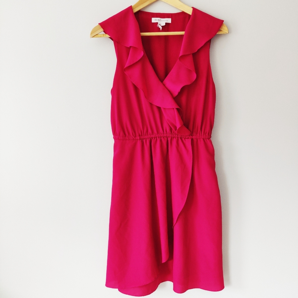 BCBGeneration Ruffled Front Faux Wrap Dress